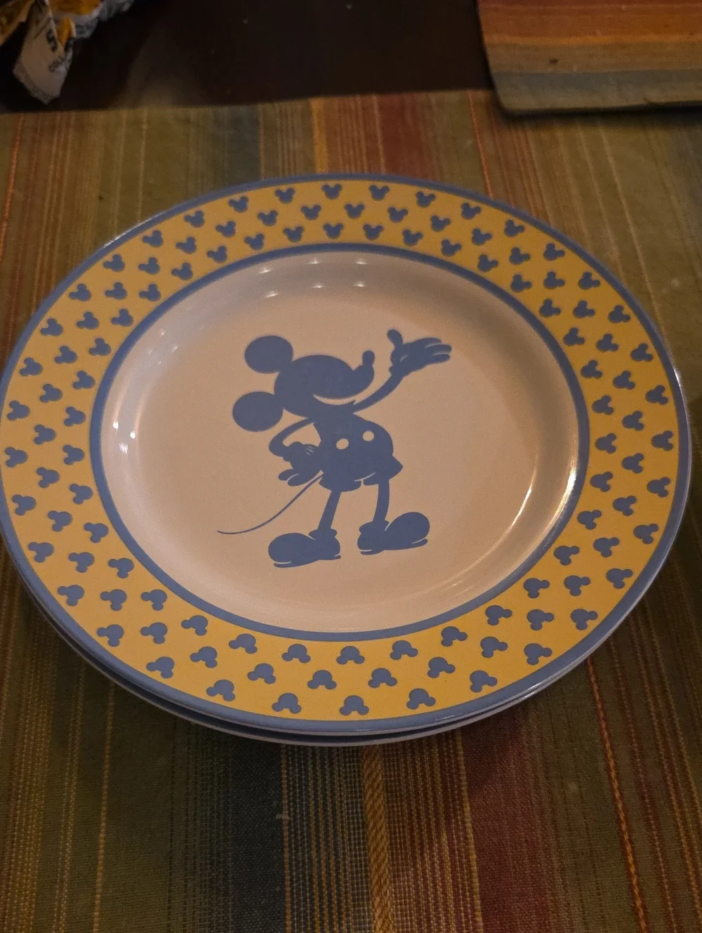 Disney Yellow and Blue Mickey Mouse Ceramic Dinner Plate